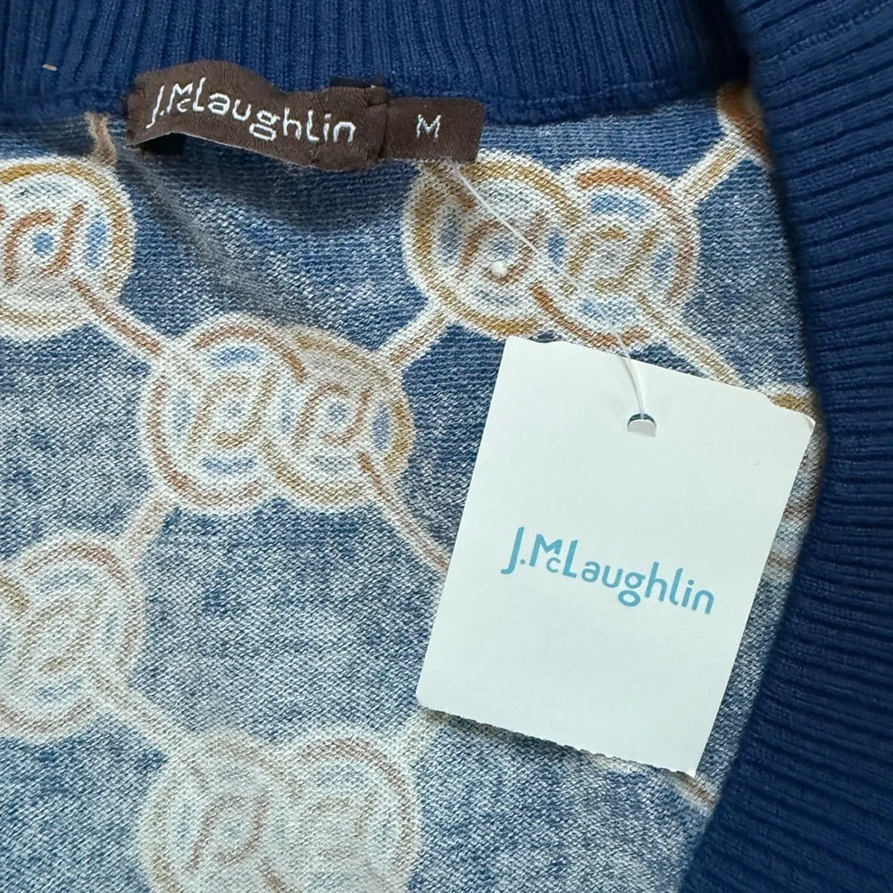 NWT J MCLAUGHLIN Kristyn Cardigan Sweater Midi Heraldic Knot Nautical Coastal‎ M